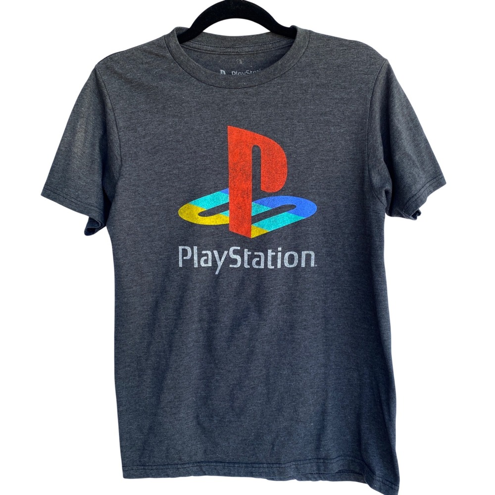 PlayStation Mens Graphic‎ T-Shirt Charcoal Gray Ripple Junction Logo Tee Small